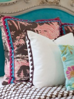 Toile and Floral Throw Pillows Combined with Polka Dots : Designers' Portfolio