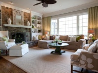 Traditional Country Living Room with Stone Fireplace : Designers' Portfolio