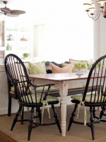 Farmhouse Table with Black Windsor Chairs and Bench : Designers' Portfolio