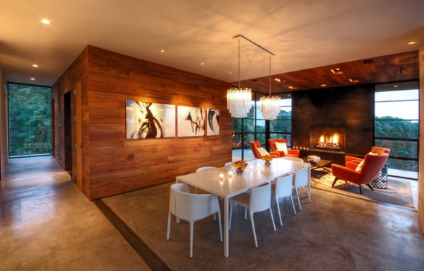 modern dining room by Cornerstone Architects