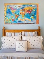 Blue Boys Room with Headboard, Bedding & Map Print : Designers' Portfolio