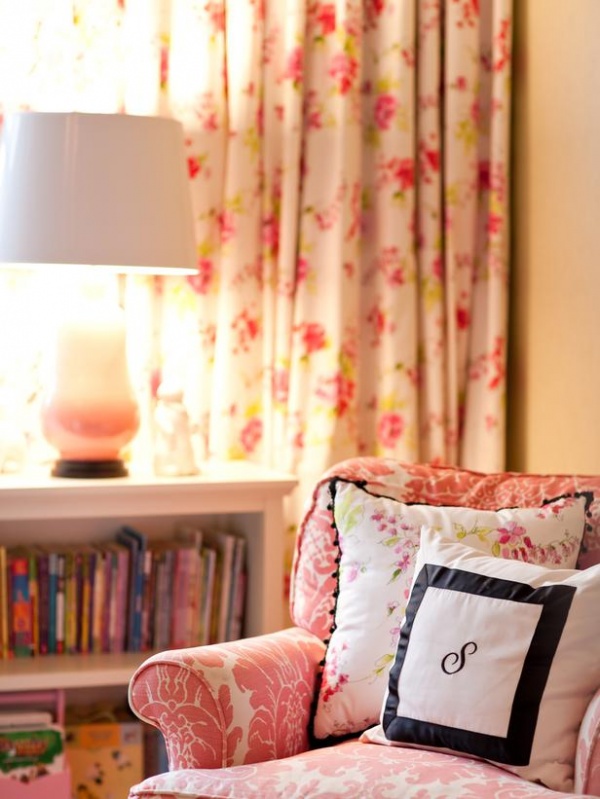 Pink Osborne Arm Chair in Tween Girl Homework Room : Designers' Portfolio