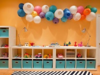Wall Cubby Storage in Playroom With Paper Lanterns : Designers' Portfolio