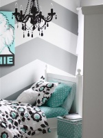 Tween Bedroom Featuring Gray-and-White Chevron Walls : Designers' Portfolio