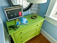 Apple Green Painted Dresser with Cage Lamp and Round Mirror : Designers' Portfolio