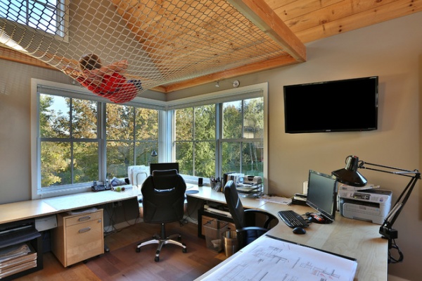 transitional home office by Kevin Browne Architecture