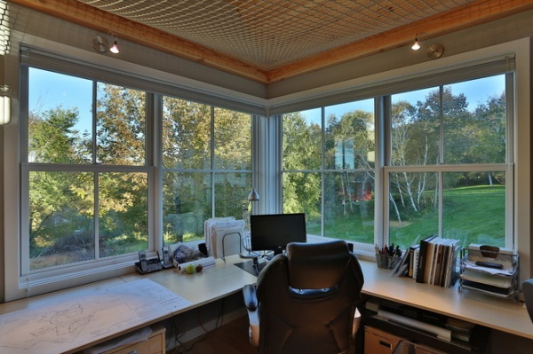 transitional home office by Kevin Browne Architecture