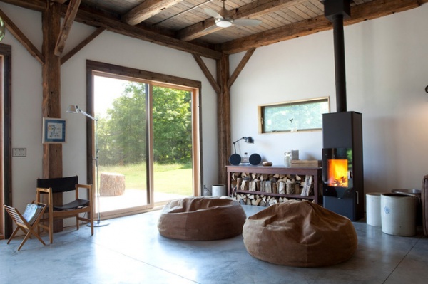 rustic living room by kimberly peck architect