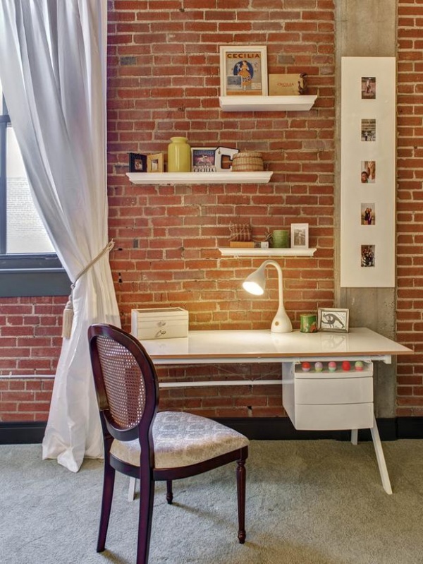 Loft Bedroom and Home Office with Sleek White Desk : Designers' Portfolio