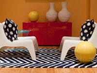 White Mid Century Modern Kids Chairs on Chervon  Rug : Designers' Portfolio