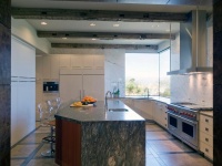 Striking Granite, Rustic Beams in Modern Kitchen : Designers' Portfolio