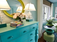 Turquoise Dresser for a Kids room with Coral Shaped Lamps : Designers' Portfolio