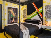 Teens Bedroom with Black Canopy Bed & Geometric Art : Designers' Portfolio