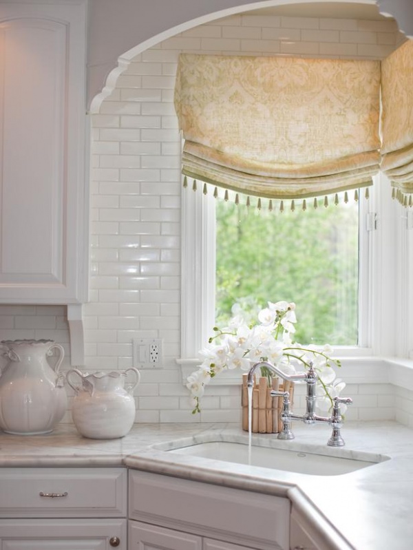 Corner Sink With Windows in Traditional White Kitchen : Designers' Portfolio