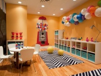 Colorful Playroom with Wall Chalkboard and Wall Cubbies : Designers' Portfolio