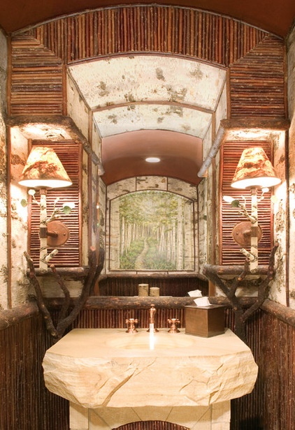 rustic powder room by Gunson Custom Mountain Architects