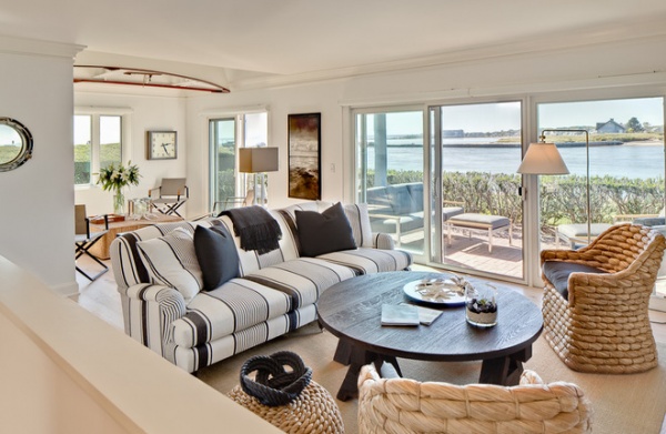 beach style living room by Bowley Builders