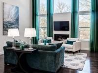 Turquoise and Ocean Art in Contemporary Living Room : Designers' Portfolio