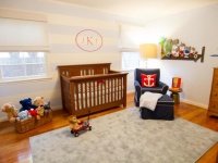 Blue and White Striped Wall with Monogram in Nursery : Designers' Portfolio