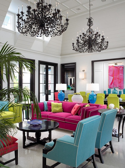 tropical living room by John David Edison Interior Design Inc.