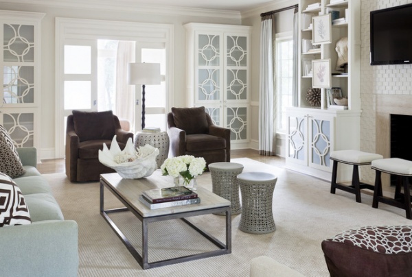 transitional family room by Tobi Fairley Interior Design