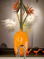 Orange Vase in White and Gray Modern Kitchen : Designers' Portfolio