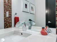 Modern White Vanity and Chrome Faucet in Bathroom : Designers' Portfolio