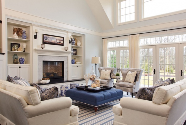 beach style living room by Garrison Hullinger Interior Design Inc.