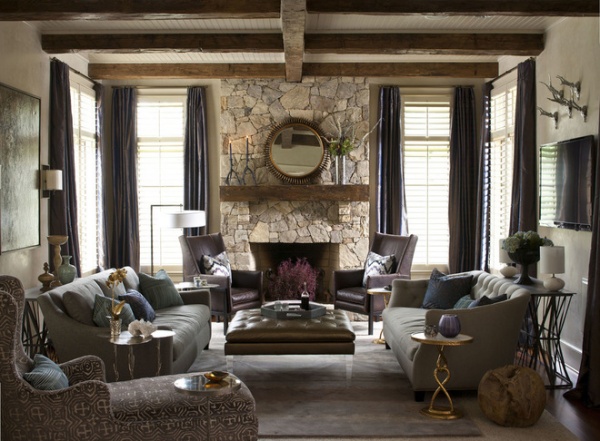 transitional living room by Heather Garrett Design