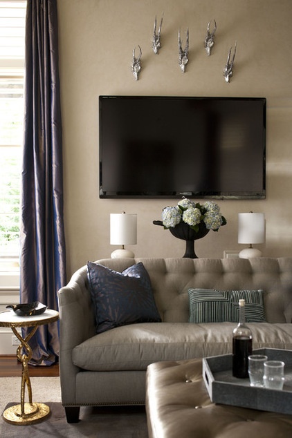 transitional living room by Heather Garrett Design