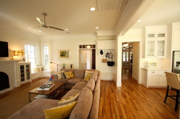 family room 1920 Craftsman Rehab in Houston Heights Historic District