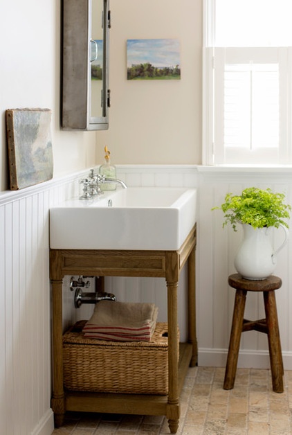 beach style powder room by kelly mcguill home