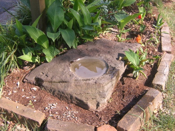 eclectic landscape Natural Stone Bird Bath