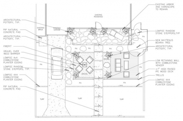 site and landscape plan Beach Contemporary Front Yard