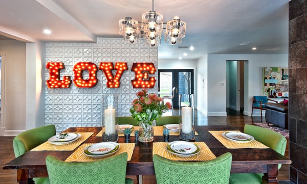 eclectic dining room by Bryant Hill Media