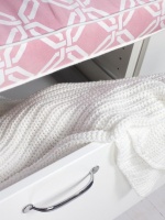White Drawer With Pink Top & White Knit Coverlet : Designers' Portfolio
