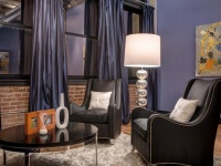 Contemporary Black Leather Arm Chairs in Master Bedroom : Designers' Portfolio