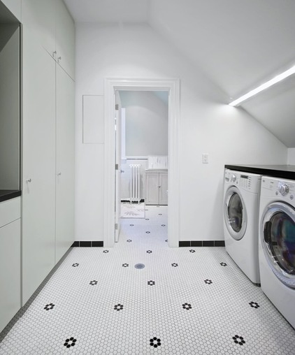 transitional laundry room by Andrew Snow Photography