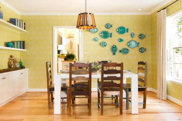 beach style dining room by Charmean Neithart Interiors, LLC.