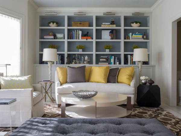 transitional living room by Angela Free Design