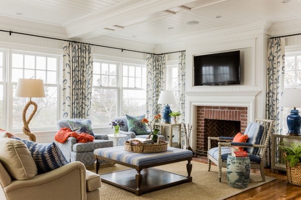 beach style living room by Katie Rosenfeld Design