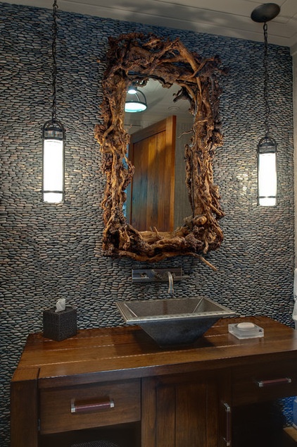 Rustic Powder Room by Moon Bros Inc