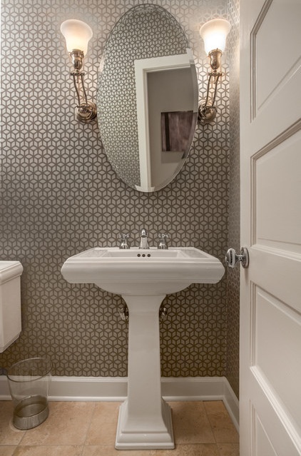 Transitional Powder Room by Samantha Friedman Interior Designs