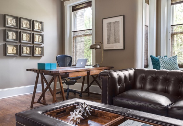 Transitional Home Office by Samantha Friedman Interior Designs