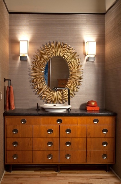 Contemporary Powder Room by laurel quint interior design