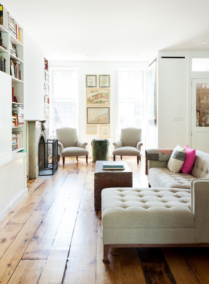 Transitional Living Room by Bonaventura Architect