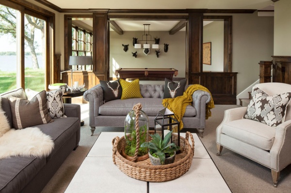 Transitional Family Room by Martha O'Hara Interiors