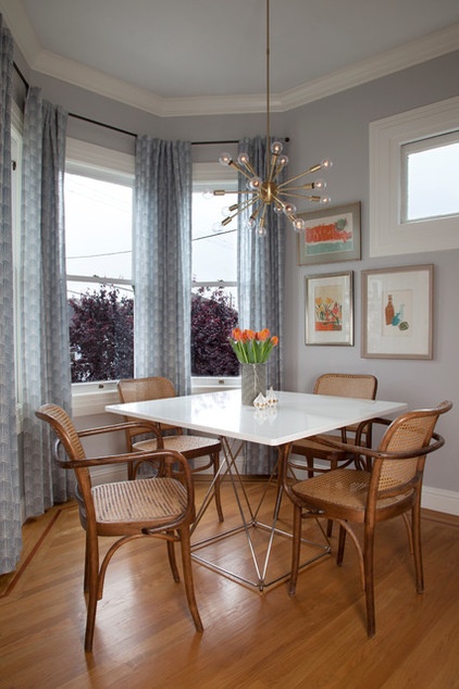 Transitional Dining Room by Margot Hartford Photography