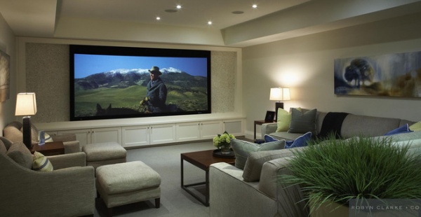 Contemporary Home Theater by Robyn Clarke + Co