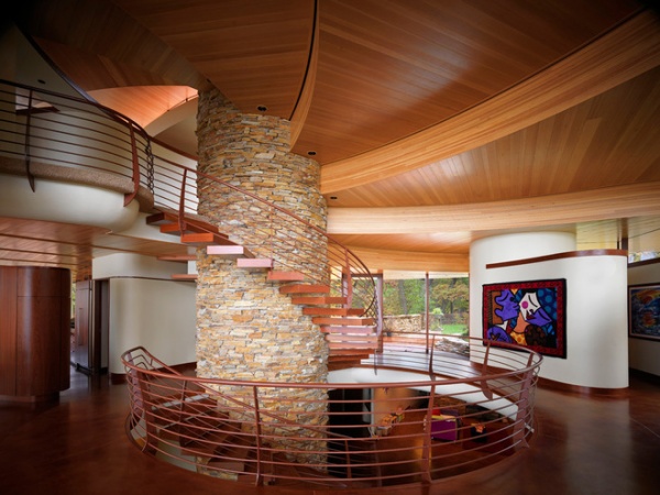 Contemporary Staircase by ROBERT HARVEY OSHATZ, ARCHITECT